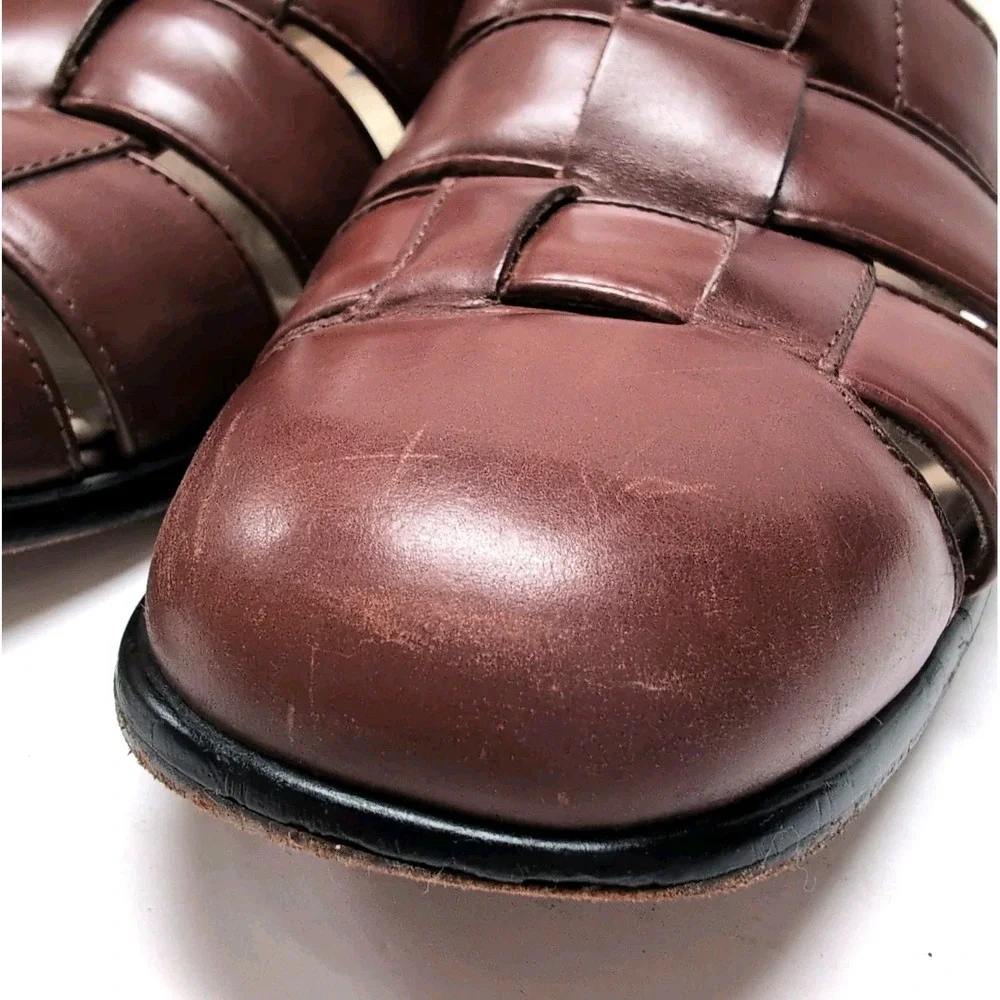Stafford Woven Leather Fisherman Sandals Mens 13 Brown Closed‎ Toe Buckle Brazil